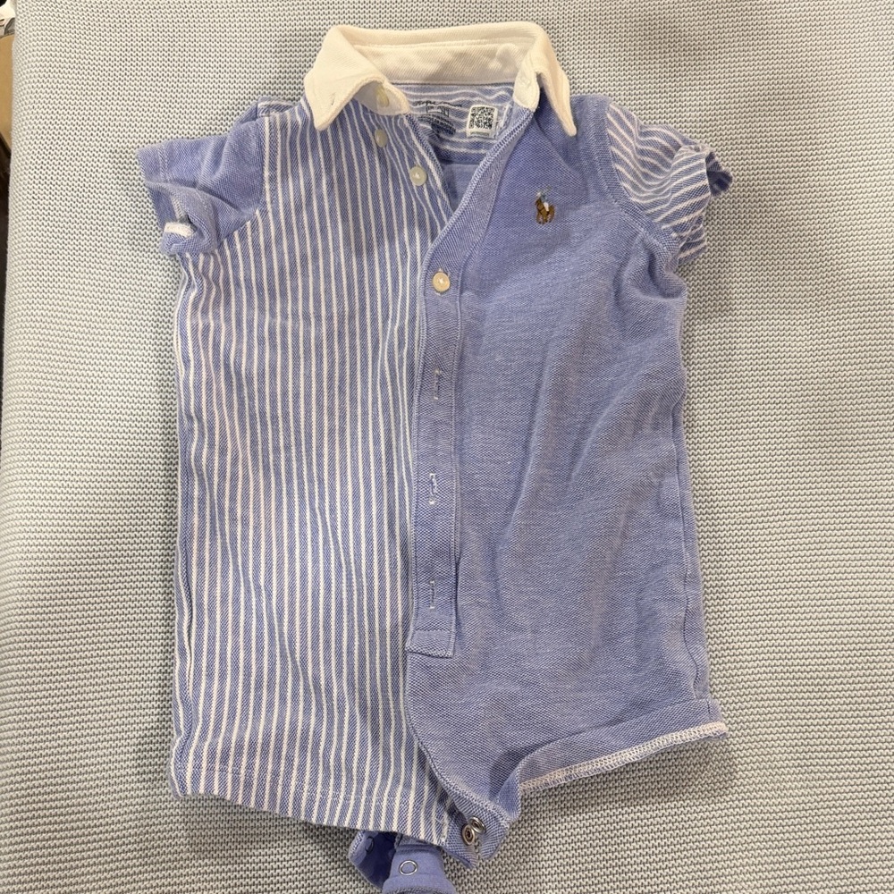 Ralph Lauren Blue and White Striped Baby Outfit
